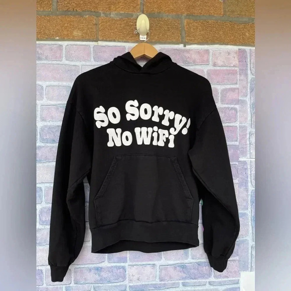 Madhappy So Sorry No WiFi Black Hooded Sweatshirt size XS - Picture 1 of 10